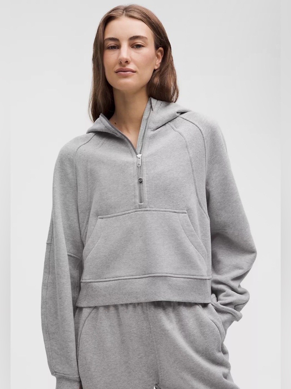 lululemon Scuba Light Grey Hooded half Zip Sweatshirt